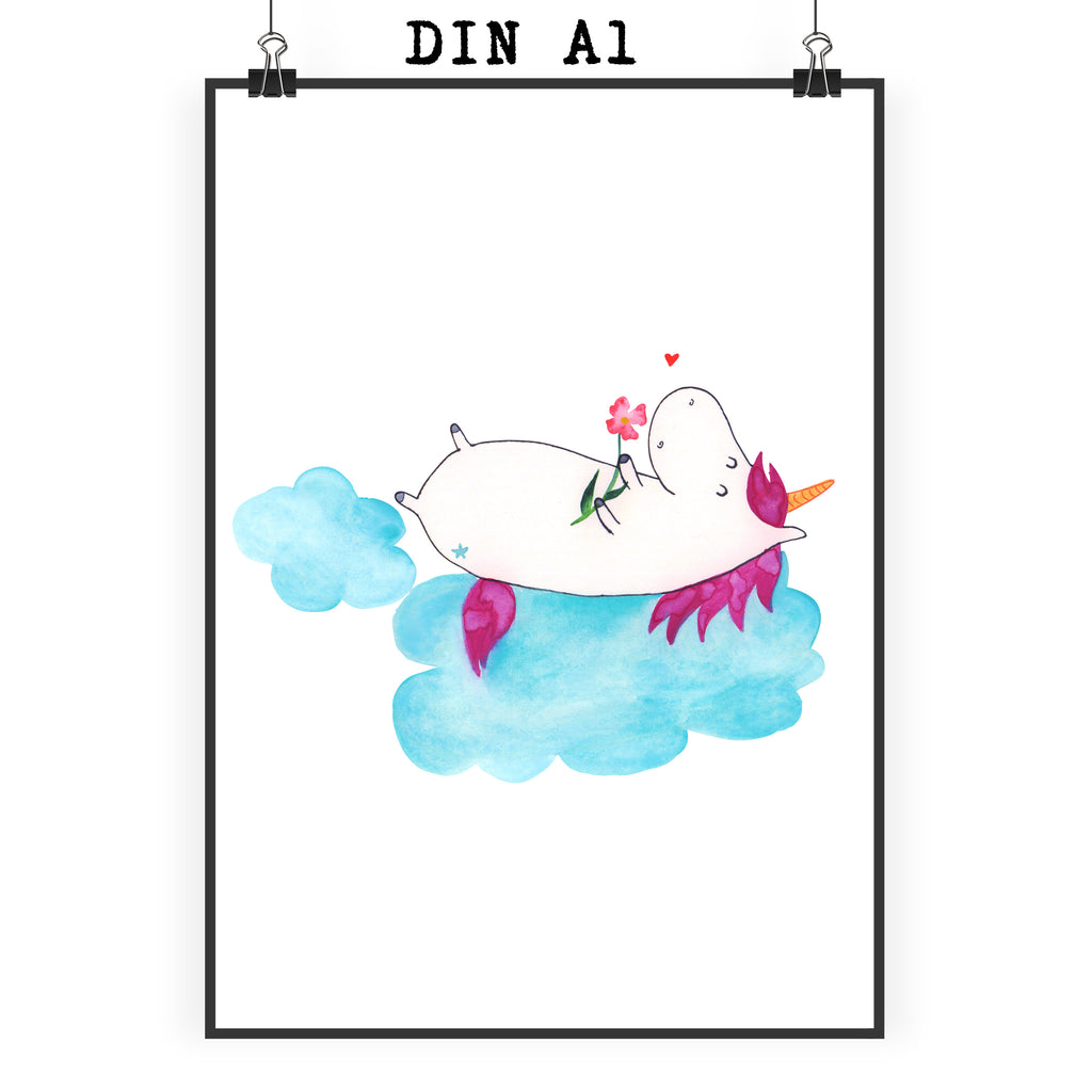 Poster Einhorn verliebt auf Wolke Poster, Wandposter, Bild, Wanddeko, Küchenposter, Kinderposter, Wanddeko Bild, Raumdekoration, Wanddekoration, Handgemaltes Poster, Mr. & Mrs. Panda Poster, Designposter, Kunstdruck, Posterdruck, Einhorn, Einhörner, Einhorn Deko, Pegasus, Unicorn, verliebt, Liebe, Liebesbeweis, Freundin, Wolke