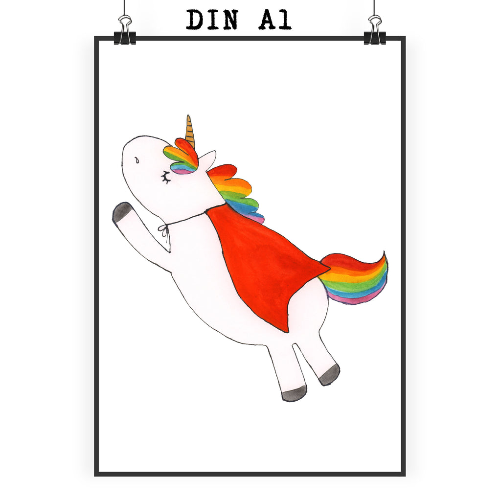 Poster Einhorn Super Poster, Wandposter, Bild, Wanddeko, Küchenposter, Kinderposter, Wanddeko Bild, Raumdekoration, Wanddekoration, Handgemaltes Poster, Mr. & Mrs. Panda Poster, Designposter, Kunstdruck, Posterdruck, Einhorn, Einhörner, Einhorn Deko, Pegasus, Unicorn, Traummann, Superheld, Held, Freundin, Geschenk, Girl, Mädchen