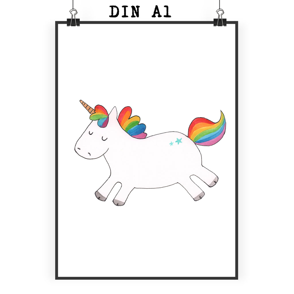 Poster Einhorn Happy Poster, Wandposter, Bild, Wanddeko, Küchenposter, Kinderposter, Wanddeko Bild, Raumdekoration, Wanddekoration, Handgemaltes Poster, Mr. & Mrs. Panda Poster, Designposter, Kunstdruck, Posterdruck, Einhorn, Einhörner, Einhorn Deko, Pegasus, Unicorn, glücklich, fröhlich, Spaß, Freude, Lebensfreude, witzig, spannend, Lächeln, Lachen
