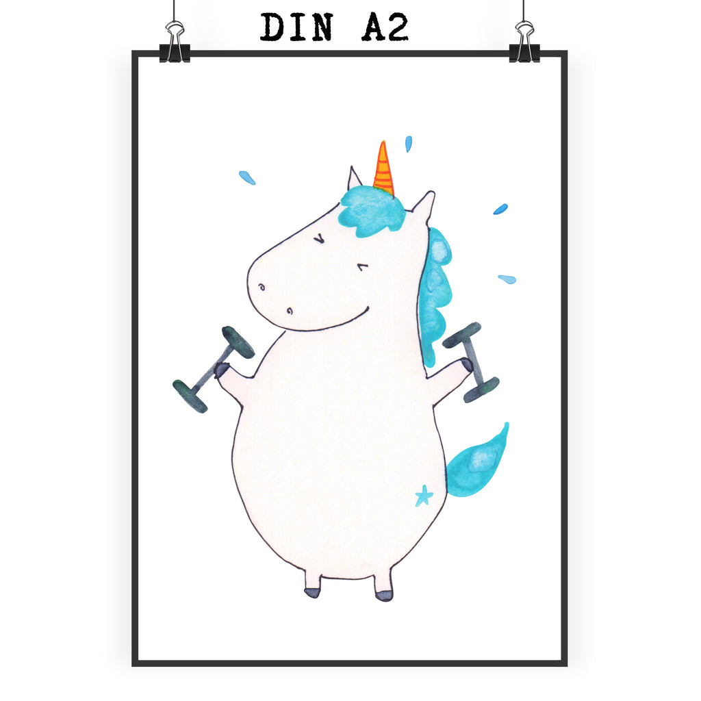 Poster Einhorn Fitness Poster, Wandposter, Bild, Wanddeko, Küchenposter, Kinderposter, Wanddeko Bild, Raumdekoration, Wanddekoration, Handgemaltes Poster, Mr. & Mrs. Panda Poster, Designposter, Kunstdruck, Posterdruck, Einhorn, Einhörner, Einhorn Deko, Pegasus, Unicorn, Gym, Fitness, Fitnessstudio, Diät, Abnehmen, Sport, Pumpen, Geräte, Sixpack