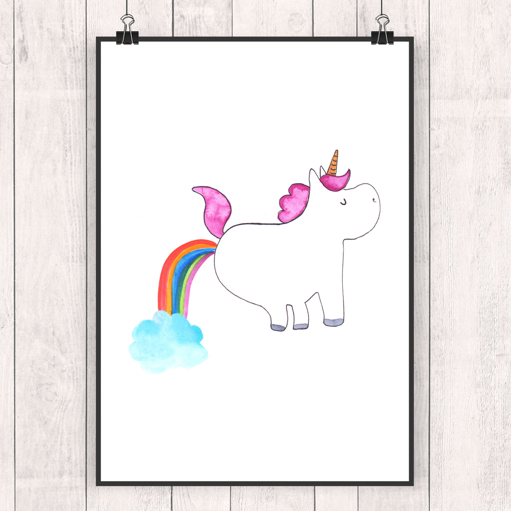 Poster Einhorn Pupsend Poster, Wandposter, Bild, Wanddeko, Küchenposter, Kinderposter, Wanddeko Bild, Raumdekoration, Wanddekoration, Handgemaltes Poster, Mr. & Mrs. Panda Poster, Designposter, Kunstdruck, Posterdruck, Einhorn, Einhörner, Einhorn Deko, Pegasus, Unicorn, Pups, Regenbogen, Glitzer, Einhornpower, Erwachsenwerden, Spaß, lustig, Freundin