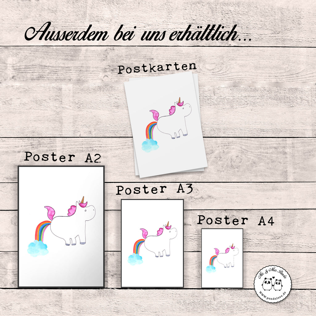 Poster Einhorn Pupsend Poster, Wandposter, Bild, Wanddeko, Küchenposter, Kinderposter, Wanddeko Bild, Raumdekoration, Wanddekoration, Handgemaltes Poster, Mr. & Mrs. Panda Poster, Designposter, Kunstdruck, Posterdruck, Einhorn, Einhörner, Einhorn Deko, Pegasus, Unicorn, Pups, Regenbogen, Glitzer, Einhornpower, Erwachsenwerden, Spaß, lustig, Freundin
