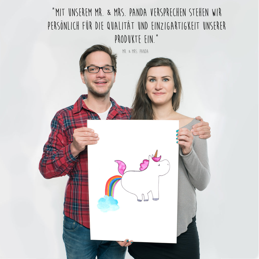 Poster Einhorn Pupsend Poster, Wandposter, Bild, Wanddeko, Küchenposter, Kinderposter, Wanddeko Bild, Raumdekoration, Wanddekoration, Handgemaltes Poster, Mr. & Mrs. Panda Poster, Designposter, Kunstdruck, Posterdruck, Einhorn, Einhörner, Einhorn Deko, Pegasus, Unicorn, Pups, Regenbogen, Glitzer, Einhornpower, Erwachsenwerden, Spaß, lustig, Freundin