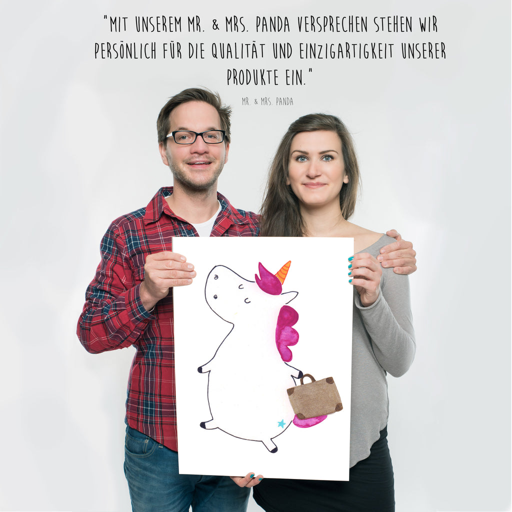 Poster Einhorn Koffer Poster, Wandposter, Bild, Wanddeko, Küchenposter, Kinderposter, Wanddeko Bild, Raumdekoration, Wanddekoration, Handgemaltes Poster, Mr. & Mrs. Panda Poster, Designposter, Kunstdruck, Posterdruck, Einhorn, Einhörner, Einhorn Deko, Pegasus, Unicorn, unicorn, Koffer, Verreisen, Reise, Gepäck, Abenteuer, Erwachsen, Kind, albern, Spaß, lustig, witzig