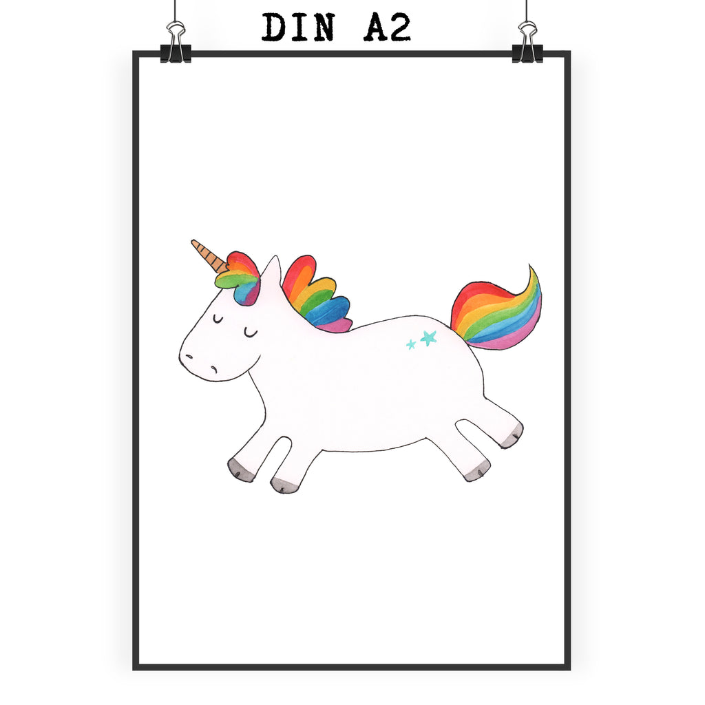 Poster Einhorn Happy Poster, Wandposter, Bild, Wanddeko, Küchenposter, Kinderposter, Wanddeko Bild, Raumdekoration, Wanddekoration, Handgemaltes Poster, Mr. & Mrs. Panda Poster, Designposter, Kunstdruck, Posterdruck, Einhorn, Einhörner, Einhorn Deko, Pegasus, Unicorn, glücklich, fröhlich, Spaß, Freude, Lebensfreude, witzig, spannend, Lächeln, Lachen