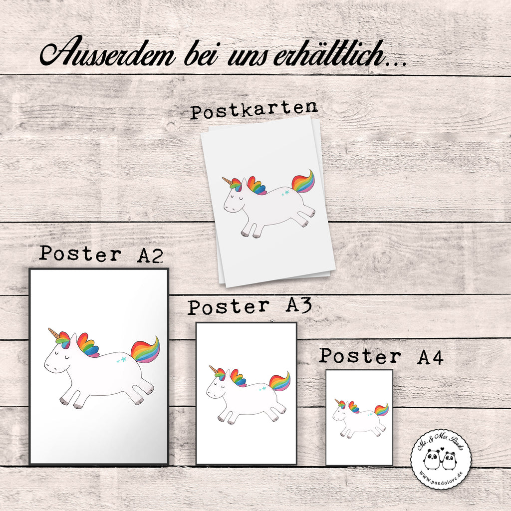 Poster Einhorn Happy Poster, Wandposter, Bild, Wanddeko, Küchenposter, Kinderposter, Wanddeko Bild, Raumdekoration, Wanddekoration, Handgemaltes Poster, Mr. & Mrs. Panda Poster, Designposter, Kunstdruck, Posterdruck, Einhorn, Einhörner, Einhorn Deko, Pegasus, Unicorn, glücklich, fröhlich, Spaß, Freude, Lebensfreude, witzig, spannend, Lächeln, Lachen