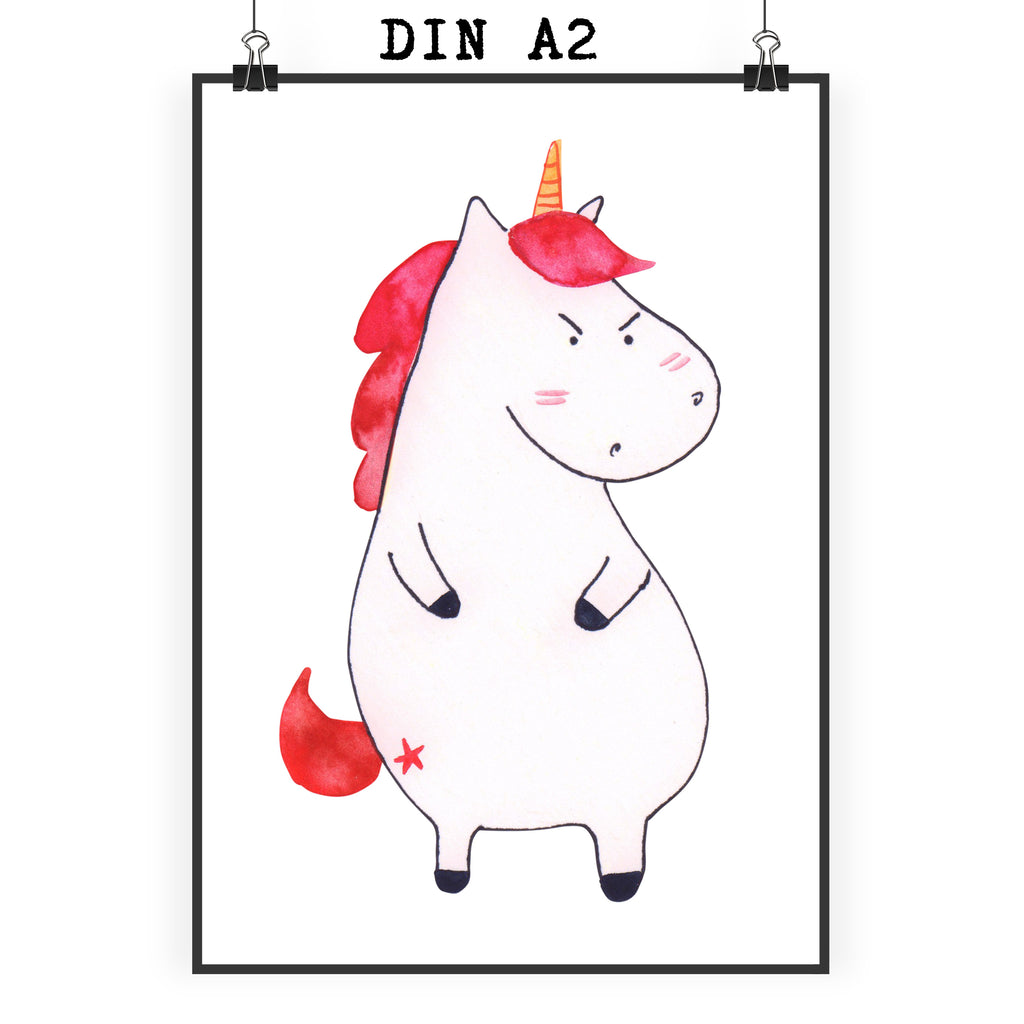 Poster Einhorn wütend Poster, Wandposter, Bild, Wanddeko, Küchenposter, Kinderposter, Wanddeko Bild, Raumdekoration, Wanddekoration, Handgemaltes Poster, Mr. & Mrs. Panda Poster, Designposter, Kunstdruck, Posterdruck, Einhorn, Einhörner, Einhorn Deko, Pegasus, Unicorn, Realität, Ansage, lustlos, nein, Büro, Arbeit, wütend, dumme Fragen, lustig, Spaß, Geschenk