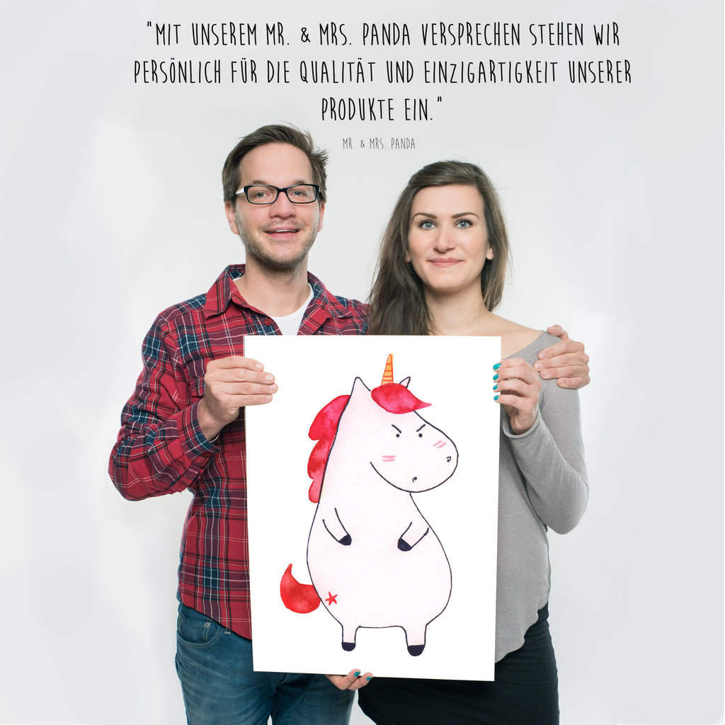 Poster Einhorn wütend Poster, Wandposter, Bild, Wanddeko, Küchenposter, Kinderposter, Wanddeko Bild, Raumdekoration, Wanddekoration, Handgemaltes Poster, Mr. & Mrs. Panda Poster, Designposter, Kunstdruck, Posterdruck, Einhorn, Einhörner, Einhorn Deko, Pegasus, Unicorn, Realität, Ansage, lustlos, nein, Büro, Arbeit, wütend, dumme Fragen, lustig, Spaß, Geschenk
