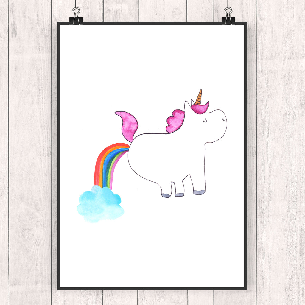 Poster Einhorn Pupsend Poster, Wandposter, Bild, Wanddeko, Küchenposter, Kinderposter, Wanddeko Bild, Raumdekoration, Wanddekoration, Handgemaltes Poster, Mr. & Mrs. Panda Poster, Designposter, Kunstdruck, Posterdruck, Einhorn, Einhörner, Einhorn Deko, Pegasus, Unicorn, Pups, Regenbogen, Glitzer, Einhornpower, Erwachsenwerden, Spaß, lustig, Freundin