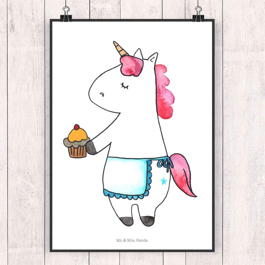 Poster Einhorn Muffin Poster, Wandposter, Bild, Wanddeko, Küchenposter, Kinderposter, Wanddeko Bild, Raumdekoration, Wanddekoration, Handgemaltes Poster, Mr. & Mrs. Panda Poster, Designposter, Kunstdruck, Posterdruck, Einhorn, Einhörner, Einhorn Deko, Pegasus, Unicorn, Geburtstag, Backen, Muffin, Kekse, Geburtstagsgrüße, Glückwünsche, Liebesgrüße, Grüße