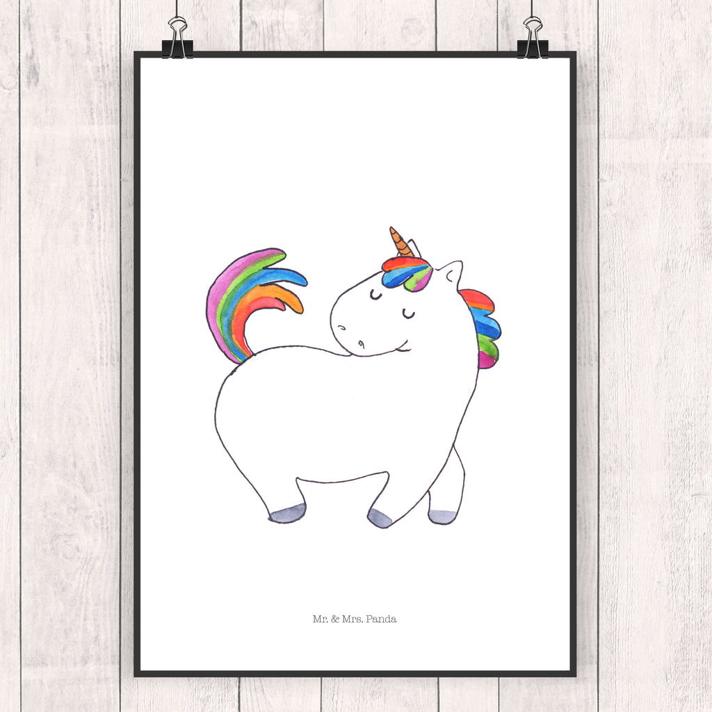 Poster Einhorn stolzierend Poster, Wandposter, Bild, Wanddeko, Küchenposter, Kinderposter, Wanddeko Bild, Raumdekoration, Wanddekoration, Handgemaltes Poster, Mr. & Mrs. Panda Poster, Designposter, Kunstdruck, Posterdruck, Einhorn, Einhörner, Einhorn Deko, Pegasus, Unicorn, stolz, anders, bunt, Pferd, Reiter, Reiten, Freundin, Geschenk