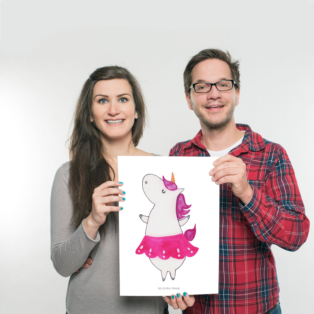 Poster Einhorn Ballerina Poster, Wandposter, Bild, Wanddeko, Küchenposter, Kinderposter, Wanddeko Bild, Raumdekoration, Wanddekoration, Handgemaltes Poster, Mr. & Mrs. Panda Poster, Designposter, Kunstdruck, Posterdruck, Einhorn, Einhörner, Einhorn Deko, Pegasus, Unicorn, Tanzen, Ballerina, Party, Wohnung, Spaß, Feiern, Geburtstag, Tänzerin, Lebenslust, Lebensfreude