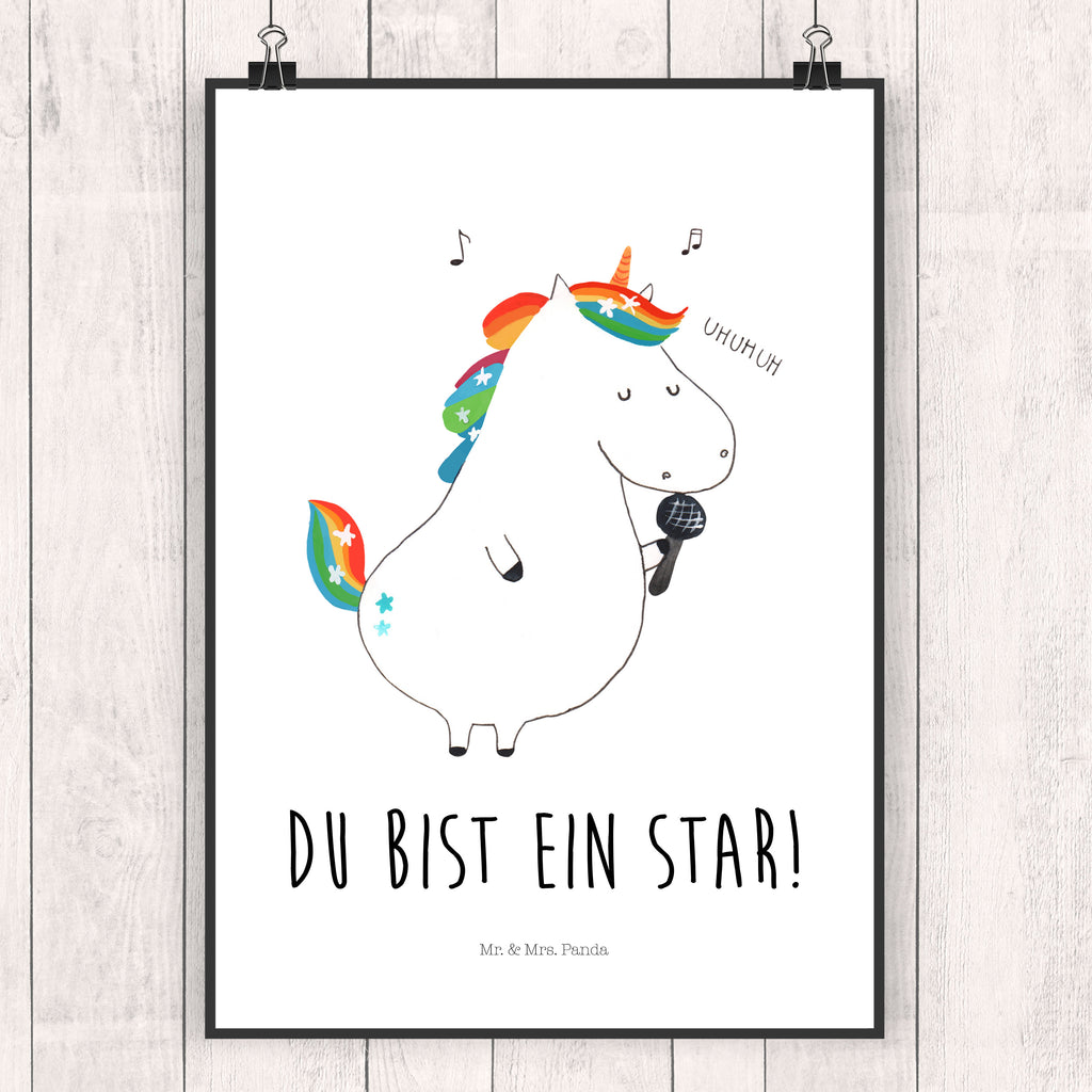 Poster Einhorn Sänger Poster, Wandposter, Bild, Wanddeko, Küchenposter, Kinderposter, Wanddeko Bild, Raumdekoration, Wanddekoration, Handgemaltes Poster, Mr. & Mrs. Panda Poster, Designposter, Kunstdruck, Posterdruck, Einhorn, Einhörner, Einhorn Deko, Pegasus, Unicorn, Glitzer, Konfetti, Party, Geburtstag, Feier, Fest, Disco, Sängerin, Sänger, Freundin