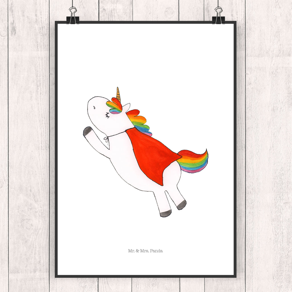 Poster Einhorn Super Poster, Wandposter, Bild, Wanddeko, Küchenposter, Kinderposter, Wanddeko Bild, Raumdekoration, Wanddekoration, Handgemaltes Poster, Mr. & Mrs. Panda Poster, Designposter, Kunstdruck, Posterdruck, Einhorn, Einhörner, Einhorn Deko, Pegasus, Unicorn, Traummann, Superheld, Held, Freundin, Geschenk, Girl, Mädchen