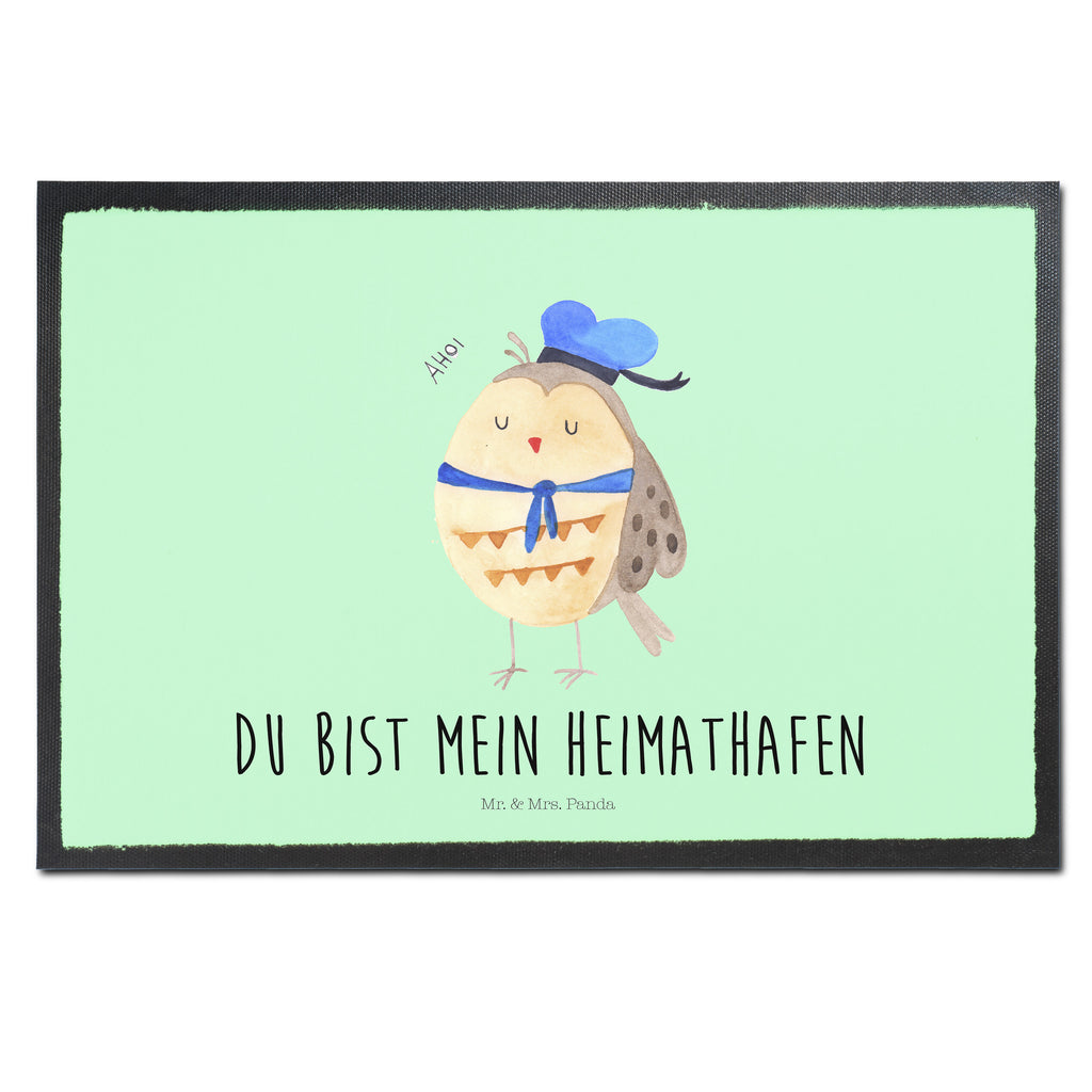 Fußmatte Eule Matrosen Eule Spruch, Eule Deko, Owl, Wortspiel lustig, Matrose, Freundin, Ehe, Seefahrer, Heimathafen, Hochzeitstag Geschenk   Türvorleger, Schmutzmatte, Fußabtreter, Matte, Schmutzfänger, Fußabstreifer, Schmutzfangmatte, Türmatte, Motivfußmatte,  Haustürmatte, Vorleger  Eule