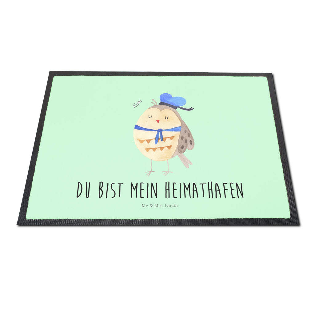 Fußmatte Eule Matrosen Eule Spruch, Eule Deko, Owl, Wortspiel lustig, Matrose, Freundin, Ehe, Seefahrer, Heimathafen, Hochzeitstag Geschenk   Türvorleger, Schmutzmatte, Fußabtreter, Matte, Schmutzfänger, Fußabstreifer, Schmutzfangmatte, Türmatte, Motivfußmatte,  Haustürmatte, Vorleger  Eule