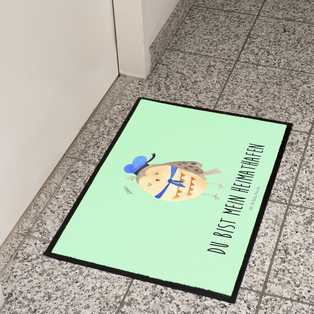 Fußmatte Eule Matrosen Eule Spruch, Eule Deko, Owl, Wortspiel lustig, Matrose, Freundin, Ehe, Seefahrer, Heimathafen, Hochzeitstag Geschenk   Türvorleger, Schmutzmatte, Fußabtreter, Matte, Schmutzfänger, Fußabstreifer, Schmutzfangmatte, Türmatte, Motivfußmatte,  Haustürmatte, Vorleger  Eule