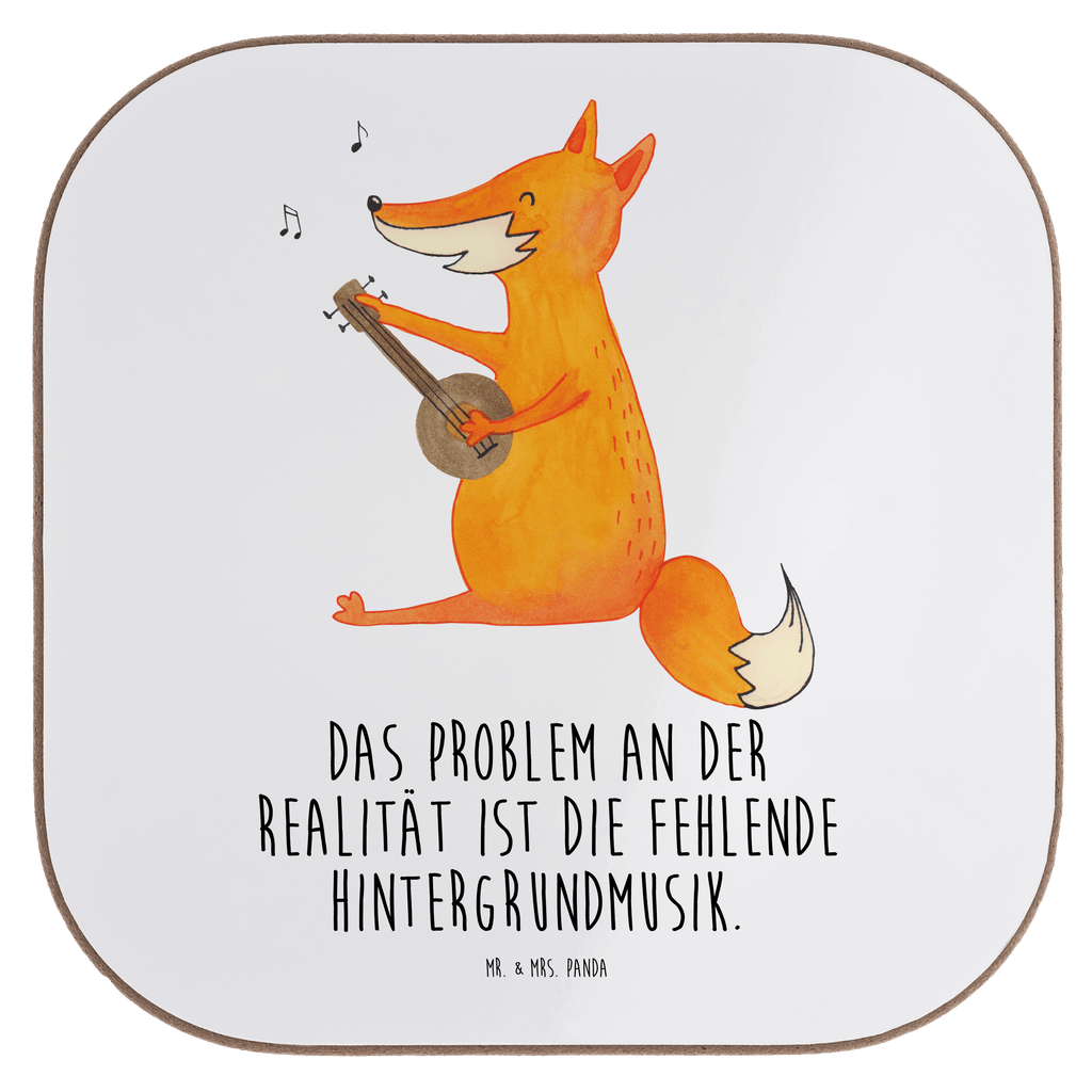 Quadratische Untersetzer Fuchs Gitarre Bierdeckel, Glasuntersetzer, Untersetzer Gläser, Getränkeuntersetzer, Fuchs, Füchse, Geschenk Musiker, Musik Spruch, Musikerin, Sänger, Sängerin, Gitarre
