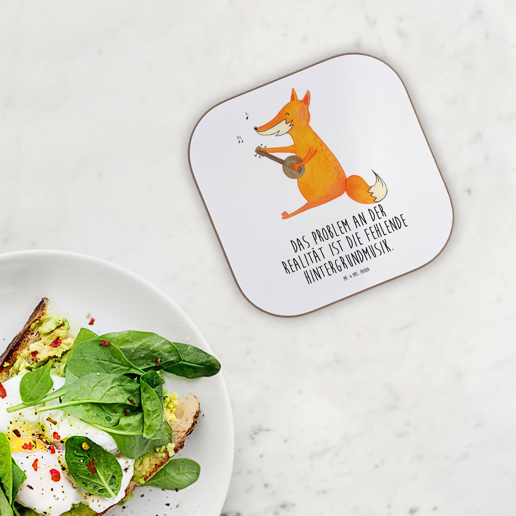 Quadratische Untersetzer Fuchs Gitarre Bierdeckel, Glasuntersetzer, Untersetzer Gläser, Getränkeuntersetzer, Fuchs, Füchse, Geschenk Musiker, Musik Spruch, Musikerin, Sänger, Sängerin, Gitarre