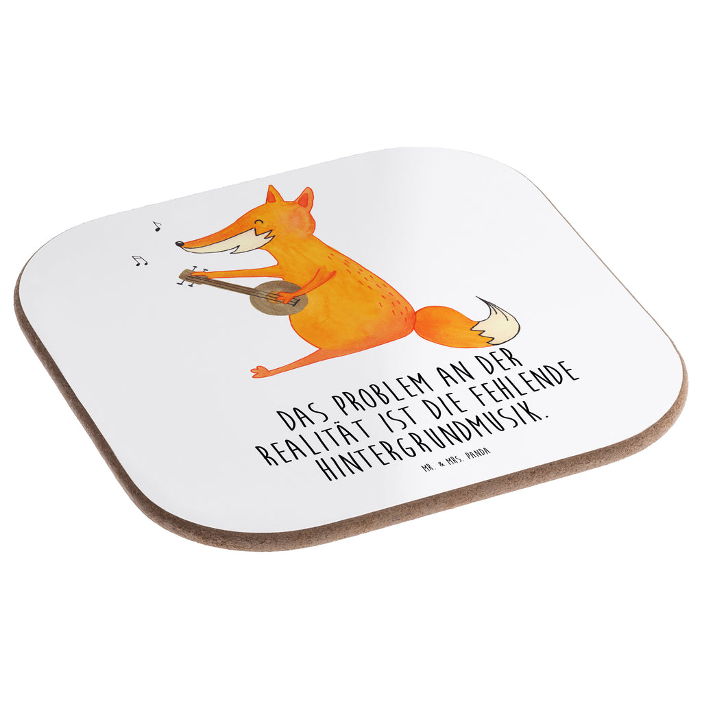 Quadratische Untersetzer Fuchs Gitarre Bierdeckel, Glasuntersetzer, Untersetzer Gläser, Getränkeuntersetzer, Fuchs, Füchse, Geschenk Musiker, Musik Spruch, Musikerin, Sänger, Sängerin, Gitarre