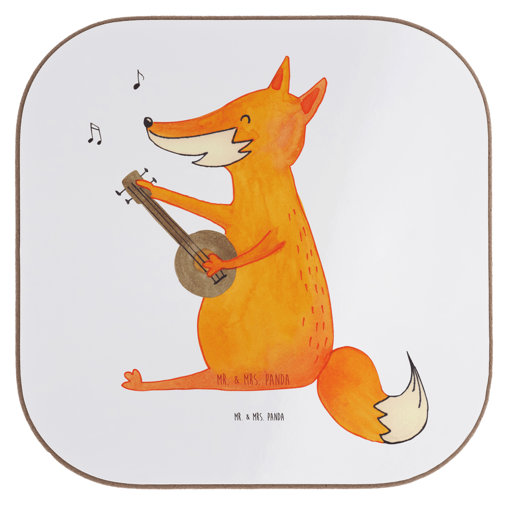 Quadratische Untersetzer Fuchs Gitarre Bierdeckel, Glasuntersetzer, Untersetzer Gläser, Getränkeuntersetzer, Fuchs, Füchse, Geschenk Musiker, Musik Spruch, Musikerin, Sänger, Sängerin, Gitarre