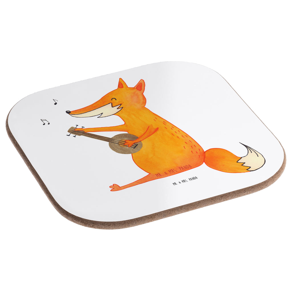 Quadratische Untersetzer Fuchs Gitarre Bierdeckel, Glasuntersetzer, Untersetzer Gläser, Getränkeuntersetzer, Fuchs, Füchse, Geschenk Musiker, Musik Spruch, Musikerin, Sänger, Sängerin, Gitarre