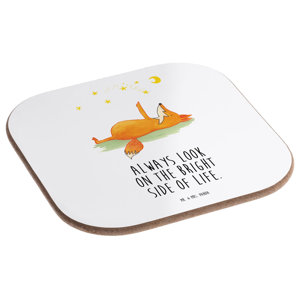 Quadratische Untersetzer Fuchs Sterne Bierdeckel, Glasuntersetzer, Untersetzer Gläser, Getränkeuntersetzer, Fuchs, Füchse, tröstende Worte, Spruch positiv, Spruch schön, Romantik, Always Look on the Bright Side of Life