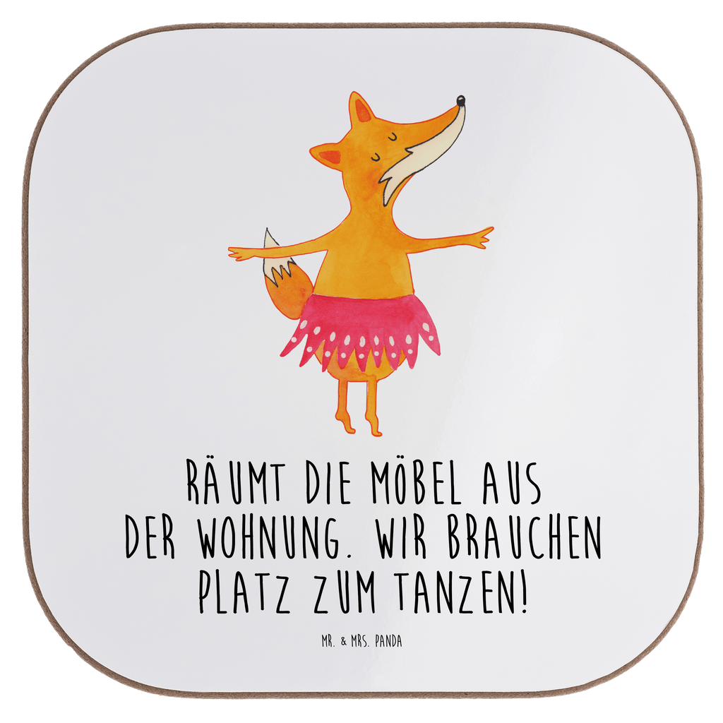 Quadratische Untersetzer Fuchs Ballerina Bierdeckel, Glasuntersetzer, Untersetzer Gläser, Getränkeuntersetzer, Fuchs, Fuchs Spruch, Füchse, Füchsin, Ballerina, Ballett, Tänzerin, Tanzen, Party, Einladung, Geburtstag