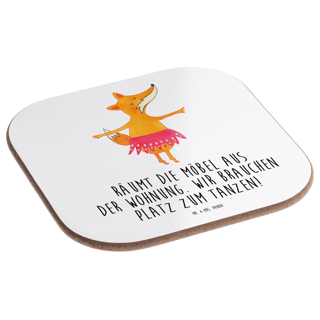 Quadratische Untersetzer Fuchs Ballerina Bierdeckel, Glasuntersetzer, Untersetzer Gläser, Getränkeuntersetzer, Fuchs, Fuchs Spruch, Füchse, Füchsin, Ballerina, Ballett, Tänzerin, Tanzen, Party, Einladung, Geburtstag
