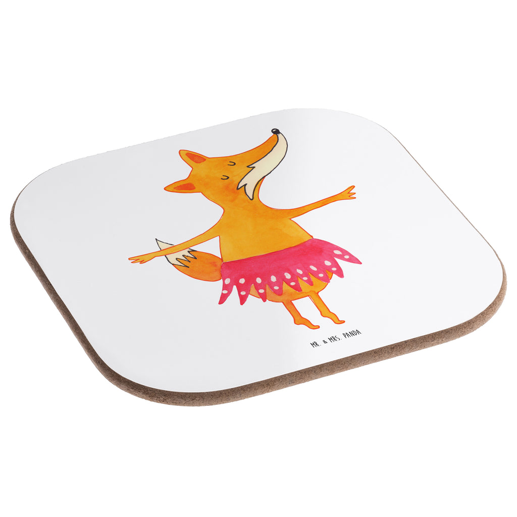 Quadratische Untersetzer Fuchs Ballerina Bierdeckel, Glasuntersetzer, Untersetzer Gläser, Getränkeuntersetzer, Fuchs, Fuchs Spruch, Füchse, Füchsin, Ballerina, Ballett, Tänzerin, Tanzen, Party, Einladung, Geburtstag