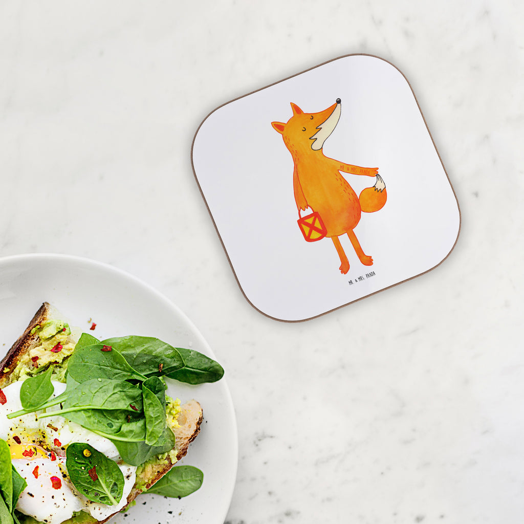 Quadratische Untersetzer Fuchs Laterne Bierdeckel, Glasuntersetzer, Untersetzer Gläser, Getränkeuntersetzer, Fuchs, Füchse, Spruch trösten, Liebeskummer Spruch, Laterne, Sankt Martin, Laternenumzug, Aufmuntern, Cäsar Otto Hugo Flaischlen