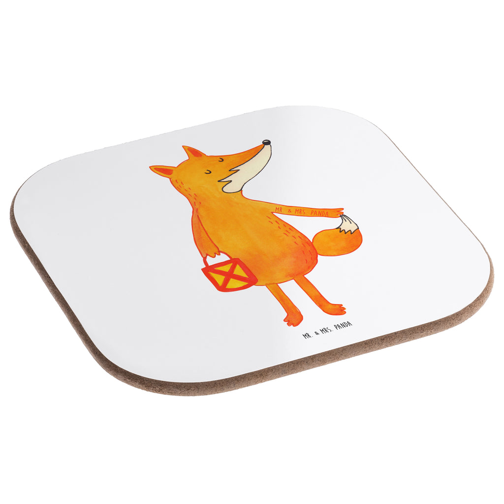 Quadratische Untersetzer Fuchs Laterne Bierdeckel, Glasuntersetzer, Untersetzer Gläser, Getränkeuntersetzer, Fuchs, Füchse, Spruch trösten, Liebeskummer Spruch, Laterne, Sankt Martin, Laternenumzug, Aufmuntern, Cäsar Otto Hugo Flaischlen