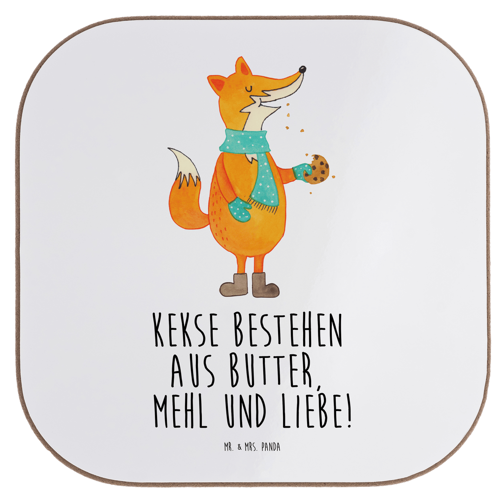 Quadratische Untersetzer Fuchs Keks Bierdeckel, Glasuntersetzer, Untersetzer Gläser, Getränkeuntersetzer, Fuchs, Füchse, Backen Spruch, Kekse, Winter, Weihnachtszeit, Plätzchen, Liebe, Küche Deko