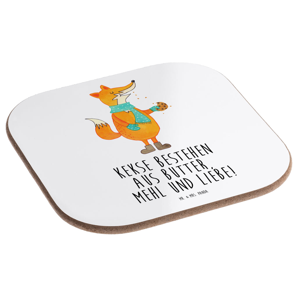 Quadratische Untersetzer Fuchs Keks Bierdeckel, Glasuntersetzer, Untersetzer Gläser, Getränkeuntersetzer, Fuchs, Füchse, Backen Spruch, Kekse, Winter, Weihnachtszeit, Plätzchen, Liebe, Küche Deko