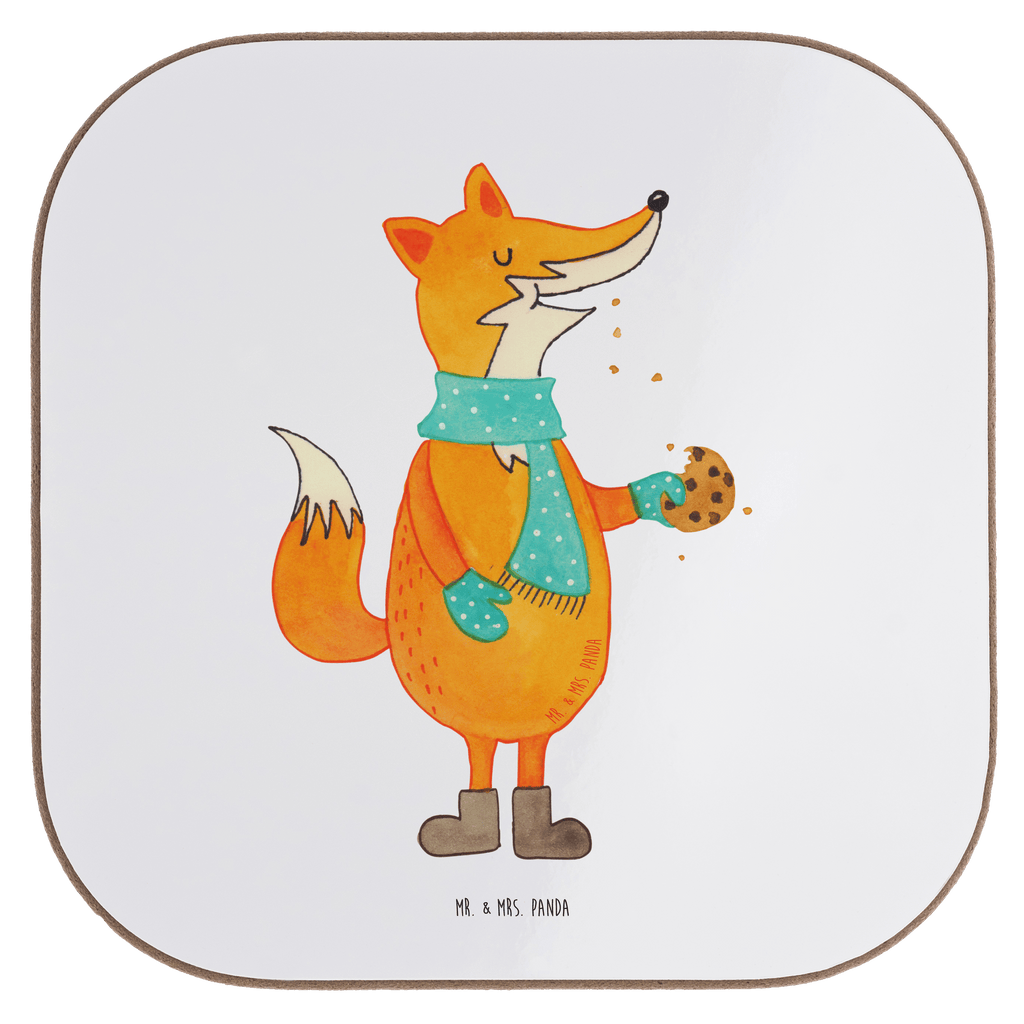 Quadratische Untersetzer Fuchs Keks Bierdeckel, Glasuntersetzer, Untersetzer Gläser, Getränkeuntersetzer, Fuchs, Füchse, Backen Spruch, Kekse, Winter, Weihnachtszeit, Plätzchen, Liebe, Küche Deko