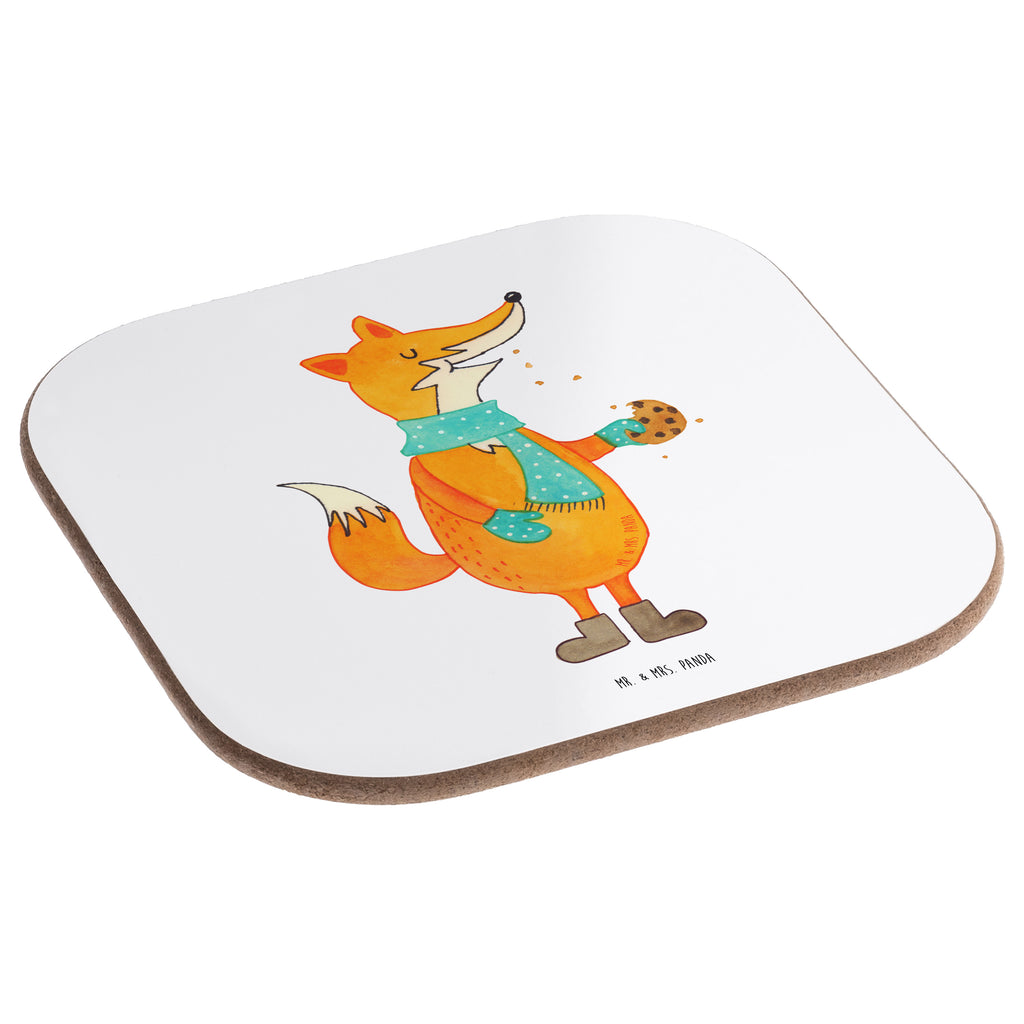 Quadratische Untersetzer Fuchs Keks Bierdeckel, Glasuntersetzer, Untersetzer Gläser, Getränkeuntersetzer, Fuchs, Füchse, Backen Spruch, Kekse, Winter, Weihnachtszeit, Plätzchen, Liebe, Küche Deko