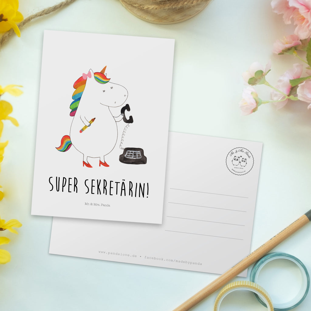 Postkarte Einhorn Sekretärin Geschenkkarte, Grußkarte, Karte, Einladung, Ansichtskarte, Geburtstagskarte, Einladungskarte, Einhorn, Einhörner, Einhorn Deko, Pegasus, Unicorn, Sekretärin, Büro, Rechtsanwältin, Rechtsanwaltsgehilfin, Steuerbüro, Steuerkanzlei, Bürokraft, Bürohilfe