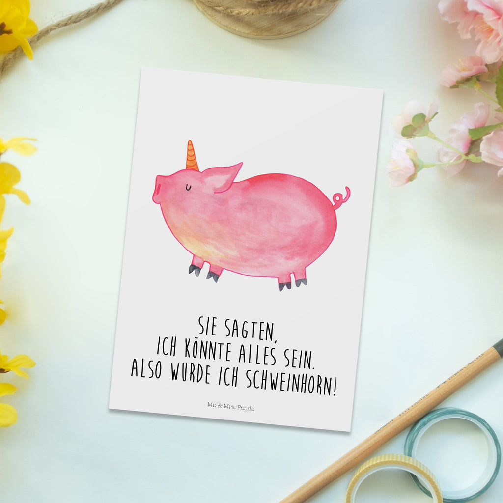 Postkarte Einhorn Schweinhorn Geschenkkarte, Grußkarte, Karte, Einladung, Ansichtskarte, Geburtstagskarte, Einladungskarte, Einhorn, Einhörner, Einhorn Deko, Pegasus, Unicorn, Party, Spaß, Schwein, Schweinhorn, Bauer, witzig. lustig, Spruch, geschenk, Pig, Piggy, funny, english, englisch