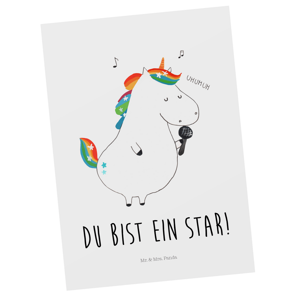 Postkarte Einhorn Sänger Geschenkkarte, Grußkarte, Karte, Einladung, Ansichtskarte, Geburtstagskarte, Einladungskarte, Dankeskarte, Einhorn, Einhörner, Einhorn Deko, Pegasus, Unicorn, Glitzer, Konfetti, Party, Geburtstag, Feier, Fest, Disco, Sängerin, Sänger, Freundin