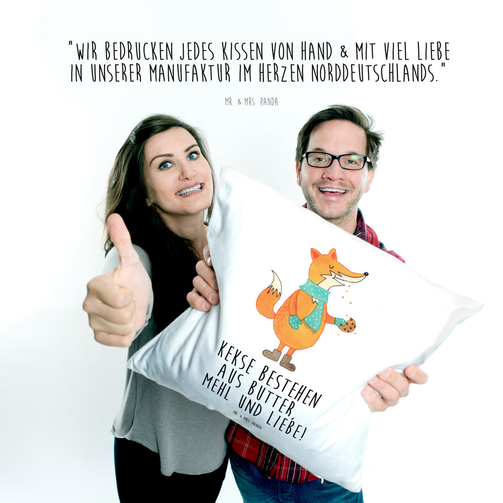 40x40 Kissen Fuchs Keks Kissenhülle, Kopfkissen, Sofakissen, Dekokissen, Motivkissen, Fuchs, Füchse, Backen Spruch, Kekse, Winter, Weihnachtszeit, Plätzchen, Liebe, Küche Deko