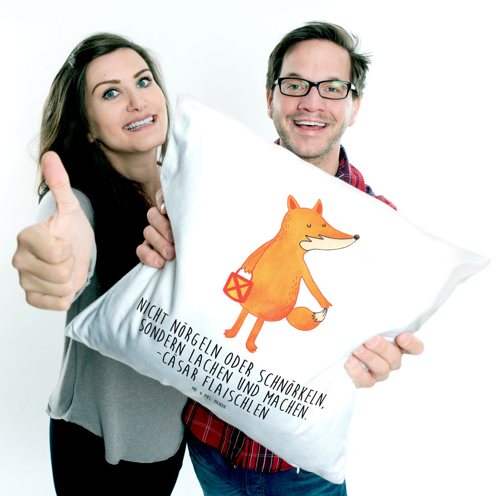 40x40 Kissen Fuchs Laterne Kissenhülle, Kopfkissen, Sofakissen, Dekokissen, Motivkissen, Fuchs, Füchse, Spruch trösten, Liebeskummer Spruch, Laterne, Sankt Martin, Laternenumzug, Aufmuntern, Cäsar Otto Hugo Flaischlen