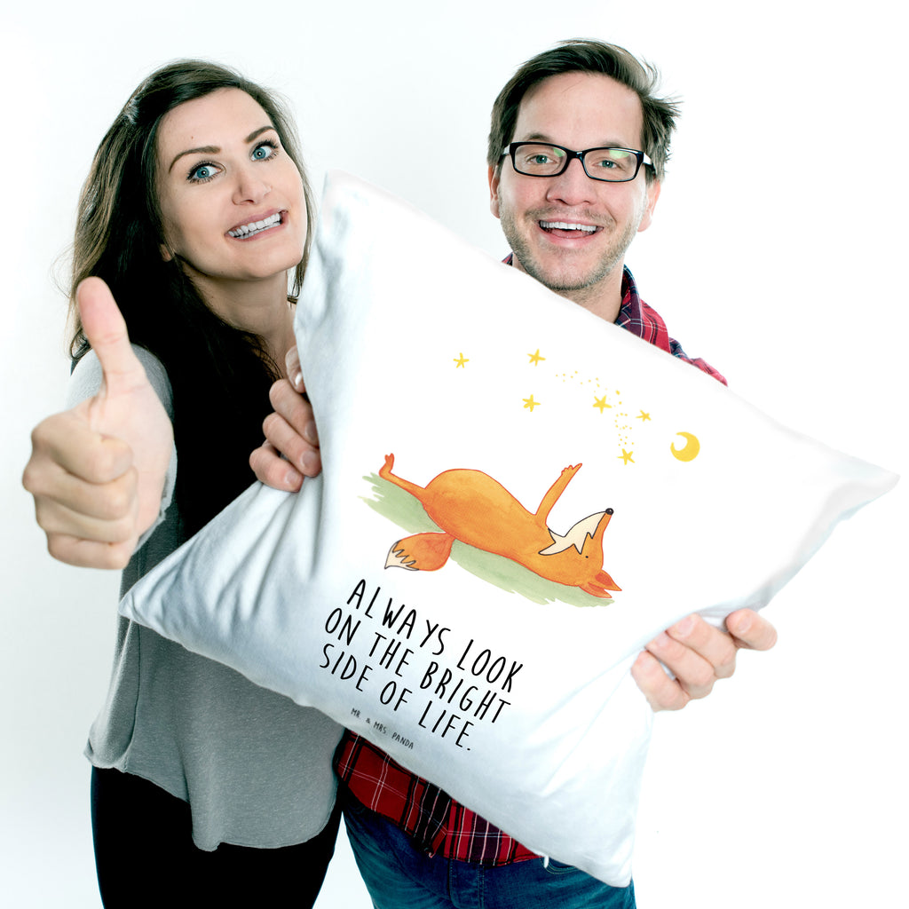 40x40 Kissen Fuchs Sterne Kissenhülle, Kopfkissen, Sofakissen, Dekokissen, Motivkissen, Fuchs, Füchse, tröstende Worte, Spruch positiv, Spruch schön, Romantik, Always Look on the Bright Side of Life