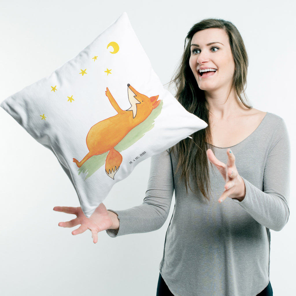 40x40 Kissen Fuchs Sterne Kissenhülle, Kopfkissen, Sofakissen, Dekokissen, Motivkissen, Fuchs, Füchse, tröstende Worte, Spruch positiv, Spruch schön, Romantik, Always Look on the Bright Side of Life