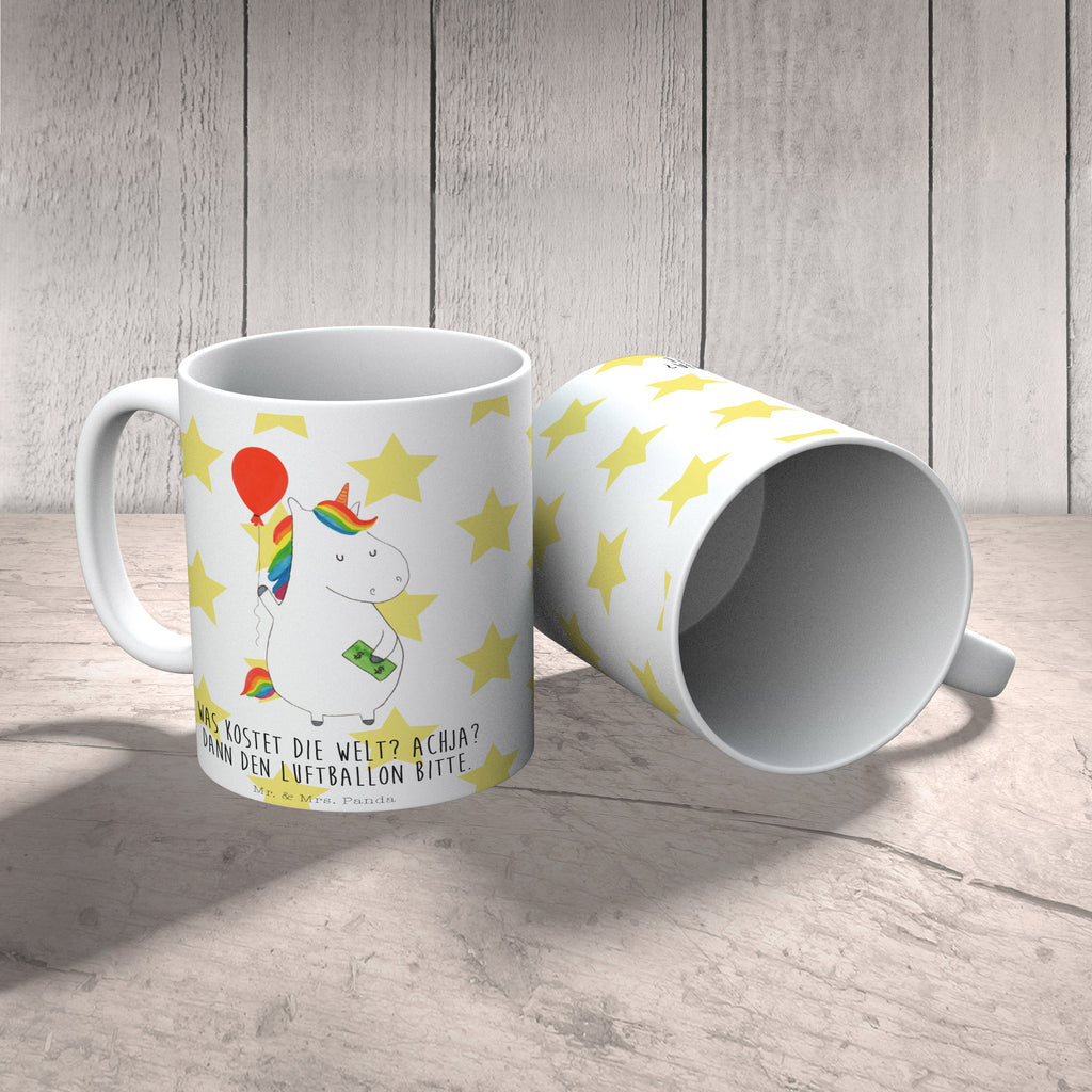 Tasse Einhorn Luftballon Einhorn, Einhörner, Unicorn, Luftballon, Geld, Lebenslust, Freude, Geschenk, Freundin	 Becher, Kaffeetasse, Kaffeebecher, Tee, Frühstück, Büro  Einhorn, Einhörner, Einhorn Deko, Pegasus, Unicorn