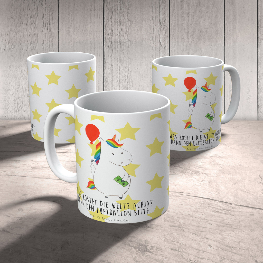 Tasse Einhorn Luftballon Einhorn, Einhörner, Unicorn, Luftballon, Geld, Lebenslust, Freude, Geschenk, Freundin	 Becher, Kaffeetasse, Kaffeebecher, Tee, Frühstück, Büro  Einhorn, Einhörner, Einhorn Deko, Pegasus, Unicorn