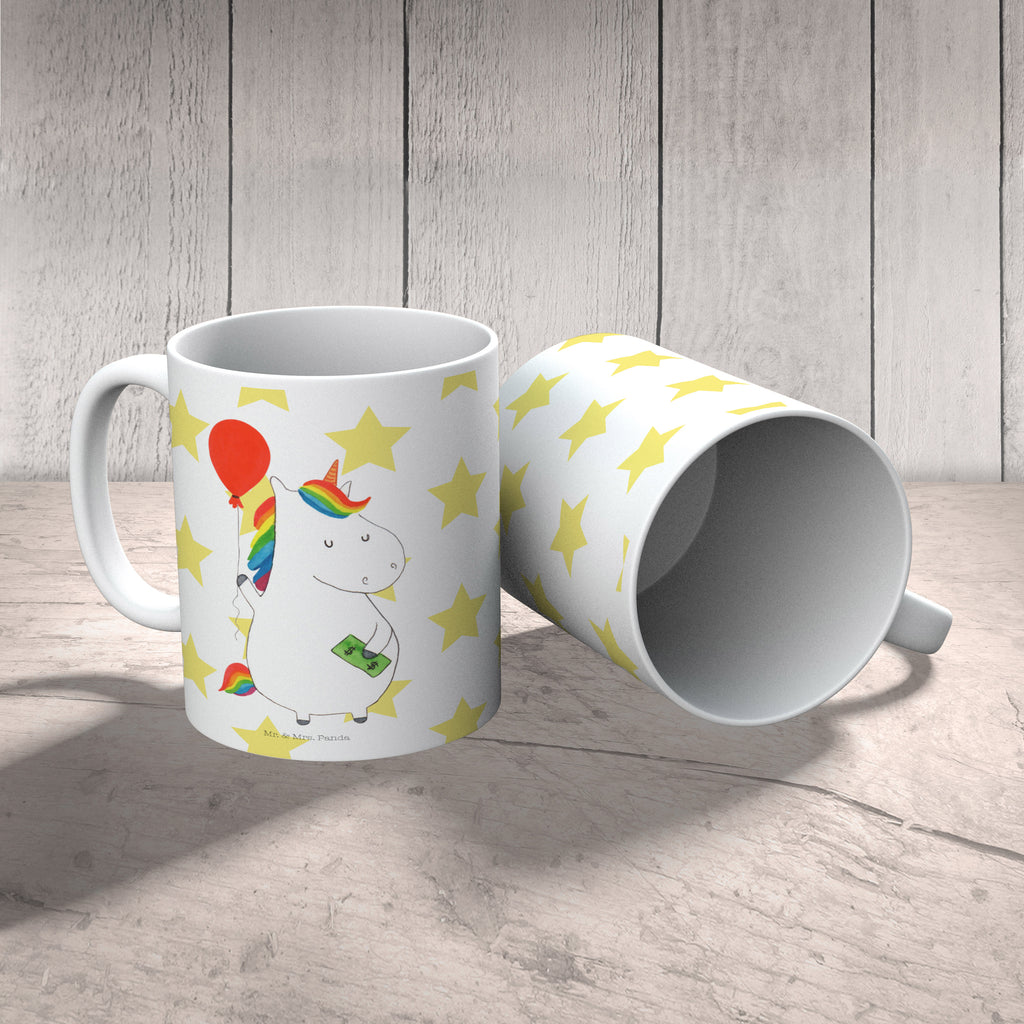 Tasse Einhorn Luftballon Einhorn, Einhörner, Unicorn, Luftballon, Geld, Lebenslust, Freude, Geschenk, Freundin	 Becher, Kaffeetasse, Kaffeebecher, Tee, Frühstück, Büro  Einhorn, Einhörner, Einhorn Deko, Pegasus, Unicorn