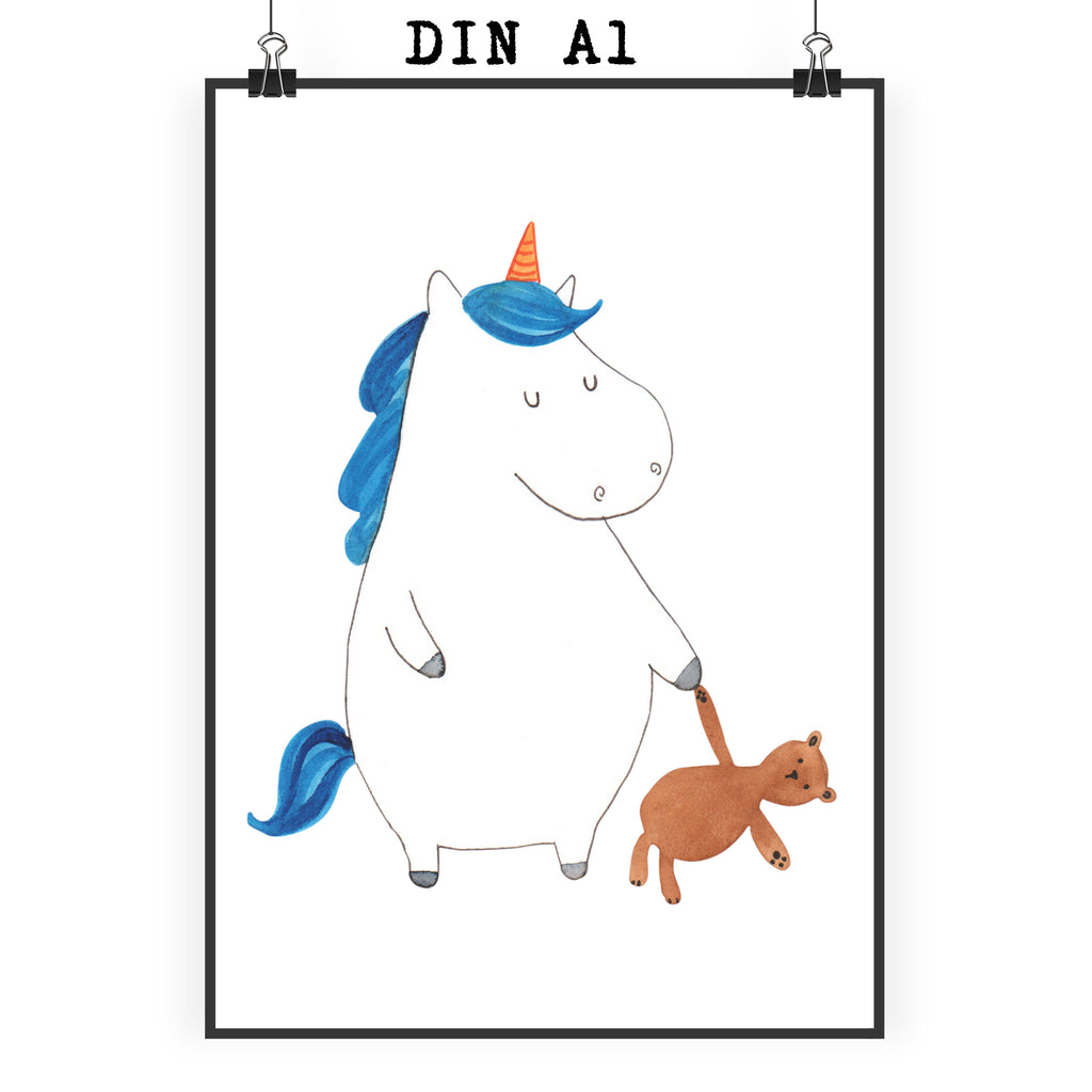 Poster Einhorn Teddy Poster, Wandposter, Bild, Wanddeko, Küchenposter, Kinderposter, Wanddeko Bild, Raumdekoration, Wanddekoration, Handgemaltes Poster, Mr. & Mrs. Panda Poster, Designposter, Kunstdruck, Posterdruck, Einhorn, Einhörner, Einhorn Deko, Pegasus, Unicorn, schlafen, gute Nacht, Single, Bett, Träumen, Freundin, Singleleben