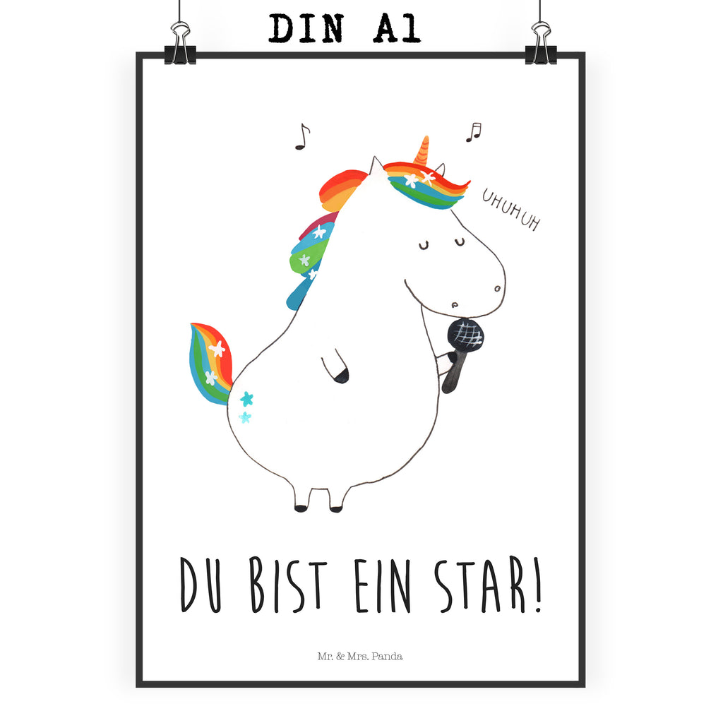 Poster Einhorn Sänger Poster, Wandposter, Bild, Wanddeko, Küchenposter, Kinderposter, Wanddeko Bild, Raumdekoration, Wanddekoration, Handgemaltes Poster, Mr. & Mrs. Panda Poster, Designposter, Kunstdruck, Posterdruck, Einhorn, Einhörner, Einhorn Deko, Pegasus, Unicorn, Glitzer, Konfetti, Party, Geburtstag, Feier, Fest, Disco, Sängerin, Sänger, Freundin