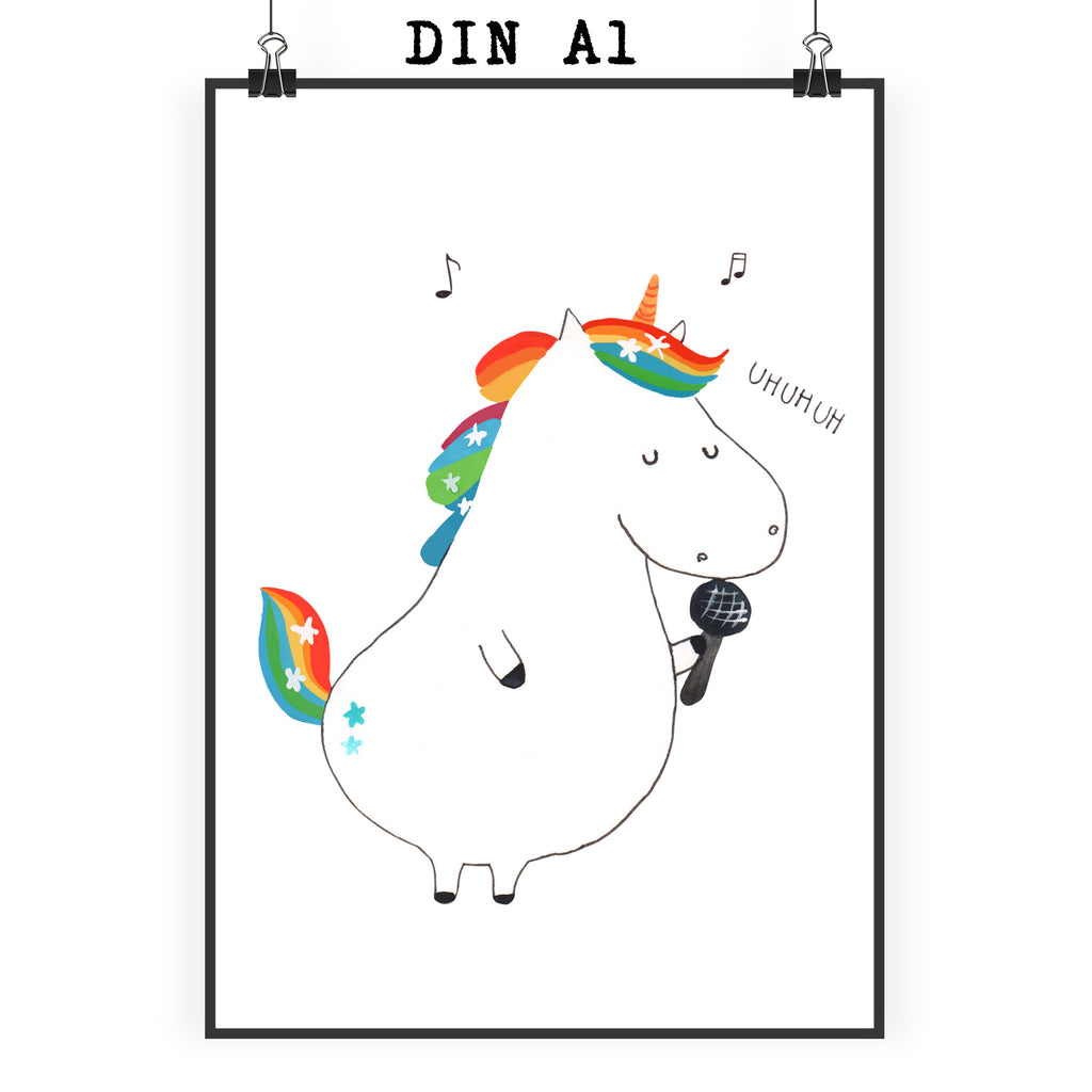Poster Einhorn Sänger Poster, Wandposter, Bild, Wanddeko, Küchenposter, Kinderposter, Wanddeko Bild, Raumdekoration, Wanddekoration, Handgemaltes Poster, Mr. & Mrs. Panda Poster, Designposter, Kunstdruck, Posterdruck, Einhorn, Einhörner, Einhorn Deko, Pegasus, Unicorn, Glitzer, Konfetti, Party, Geburtstag, Feier, Fest, Disco, Sängerin, Sänger, Freundin