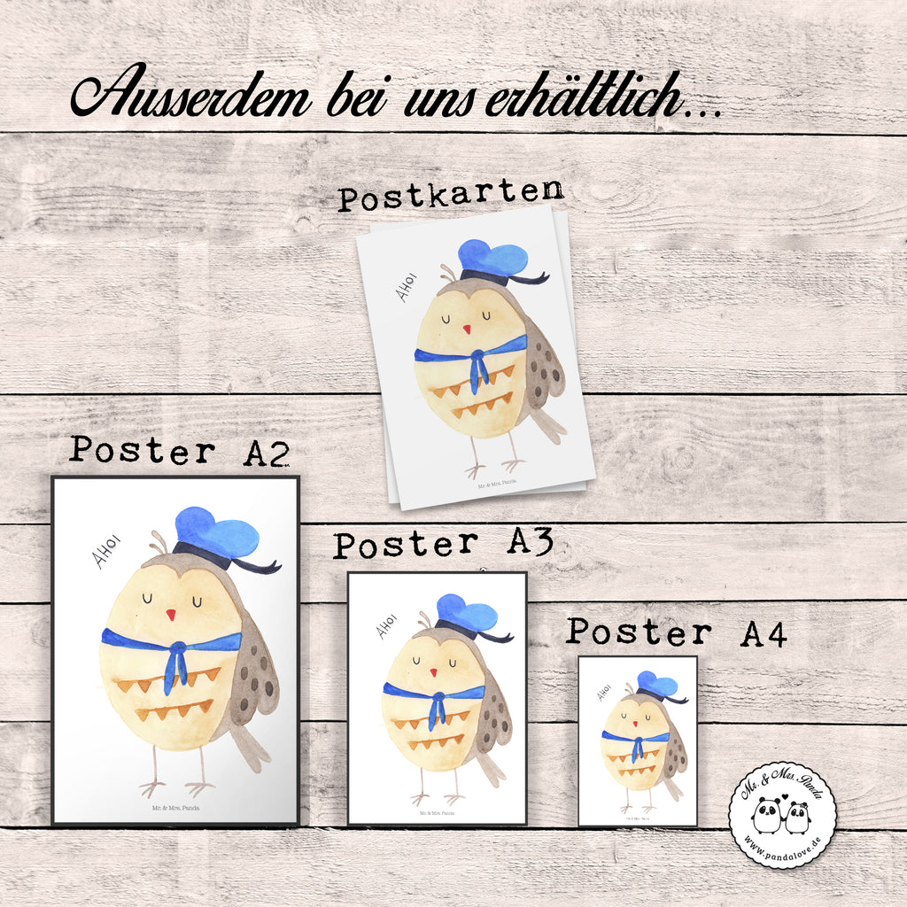 Poster Eule Matrosen Poster, Wandposter, Bild, Wanddeko, Küchenposter, Kinderposter, Wanddeko Bild, Raumdekoration, Wanddekoration, Handgemaltes Poster, Mr. & Mrs. Panda Poster, Designposter, Kunstdruck, Posterdruck, Eule, Eule Spruch, Eule Deko, Owl, Wortspiel lustig, Matrose, Freundin, Ehe, Seefahrer, Heimathafen, Hochzeitstag Geschenk